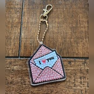 Pink Beaded Envelope Key Holder